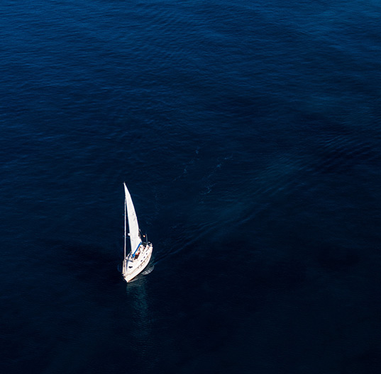 Sailing experience — sailboat on the open Caribbean sea